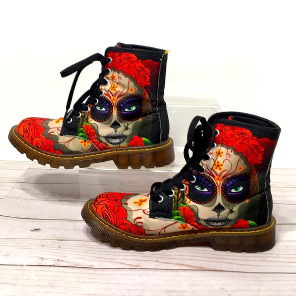 Moto boot Day of Dead graphic size 6.5 Woman - Picture 4 of 13